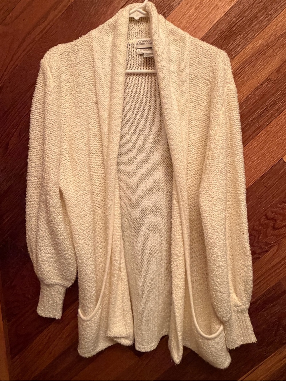 Open-Front Cream Cardigan with Patch Pockets